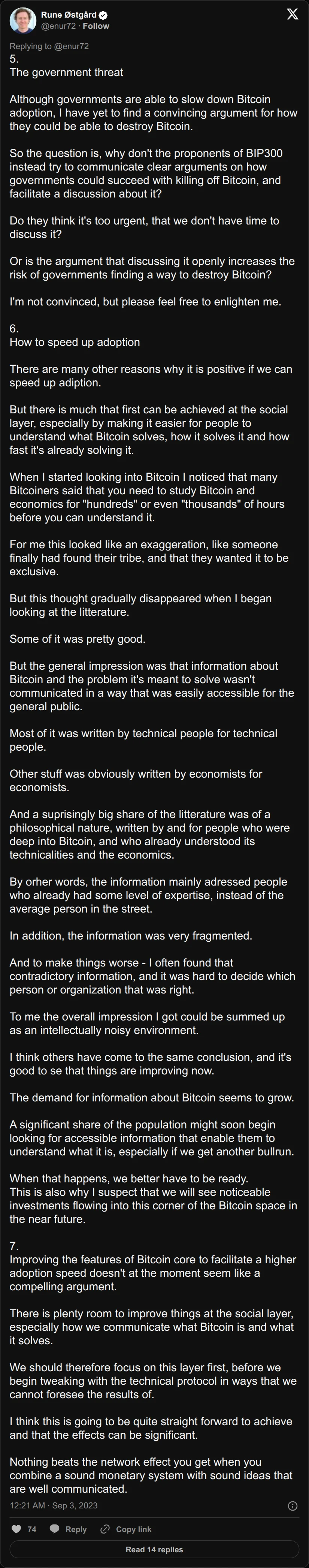 Archival rendering of an X post by Rune Østgård: “Do they think it’s too urgent, that we don’t have time to discuss it?”